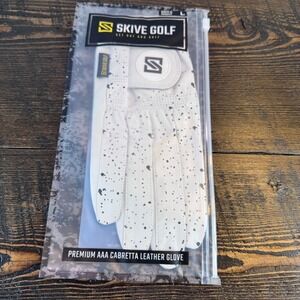 Skive Golf Glove Men Large Right Hand White Premium AAA Cabretta Leather